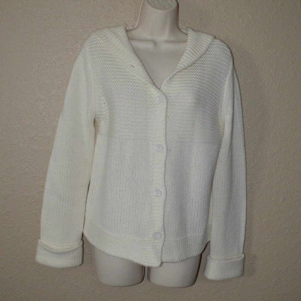 $990 Sz S Sablyn Ivory Cashmere Hooded Button Front Cardigan Sweater